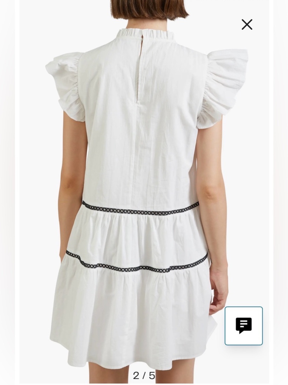 En Saison Aliza Babydoll Mini Dress White Ruffle Tiered M EUC Ruffle Sleeve - Picture 3 of 12